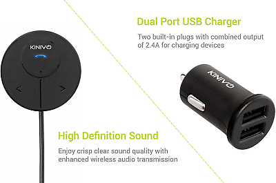 Kinivo BTC480 Hands-Free Car Kit (For Cars With 3.5mm Aux Input, Magnetic Mount - Fresh Stock Dated October 2025
