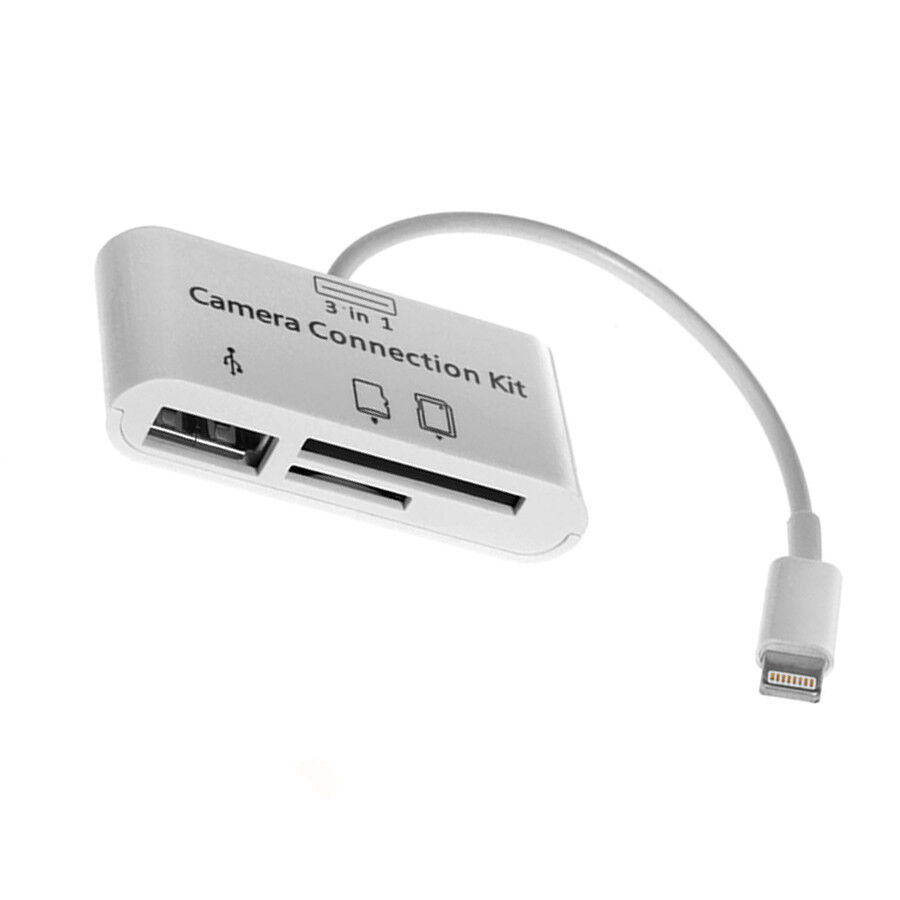 3 in 1 USB SD Card Reader Micro Camera DSLR Link Adapter reader for iphone iPad - Fresh Stock Dated October 2025