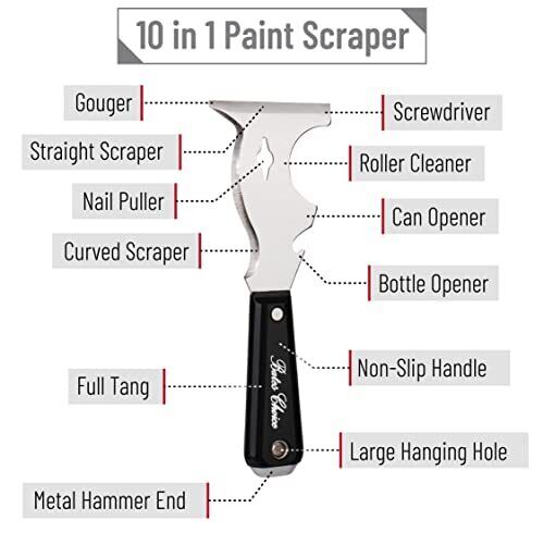 Bates- Paint Scraper, 10 in 1 Painters Tool, Paint Scrapers for Wood, Painters T - Fresh Stock Dated October 2025
