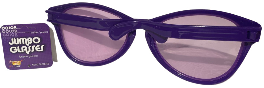 JUMBO PURPLE EYE FRAME GLASSES BIG Lenses Clown Nerd Funny Giant Joke Sunglasses - Fresh Stock Dated October 2025