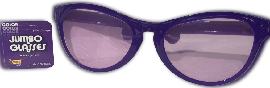 JUMBO PURPLE EYE FRAME GLASSES BIG Lenses Clown Nerd Funny Giant Joke Sunglasses - Fresh Stock Dated October 2025
