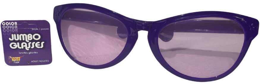 JUMBO PURPLE EYE FRAME GLASSES BIG Lenses Clown Nerd Funny Giant Joke Sunglasses - Fresh Stock Dated October 2025
