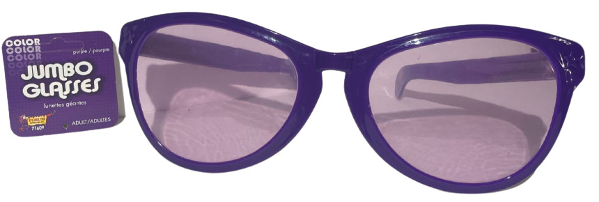 JUMBO PURPLE EYE FRAME GLASSES BIG Lenses Clown Nerd Funny Giant Joke Sunglasses - Fresh Stock Dated October 2025