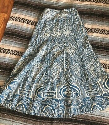 Vtg 60s 70s KITAN Cotton FLORAL BLOCK Print Style BOHO Hippie HOSTESS MAXI Skirt - Fresh Stock Dated October 2025