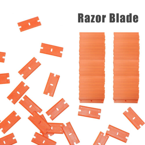 100 Pcs Plastic Razor Blades and Razor Scraper Double Edged Sticker Removal Tool - Fresh Stock Dated October 2025