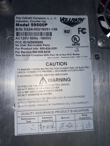 Vollrath 59500P Mirage Pro Countertop Induction Cooker 120-V 1800-Watts NICE - Fresh Stock Dated October 2025