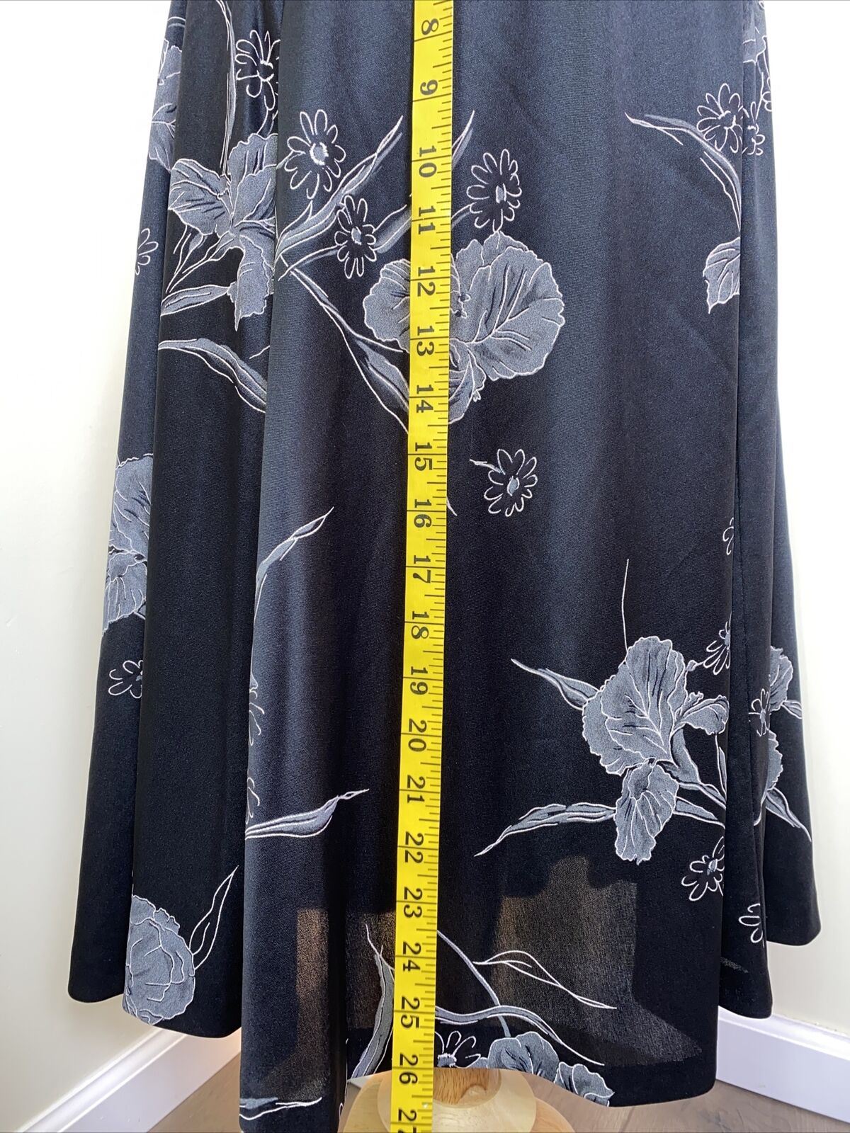 Vintage 90s Retro Sportiva Skirt Black Floral Midi Medium 27 Inch Waist - Fresh Stock Dated October 2025