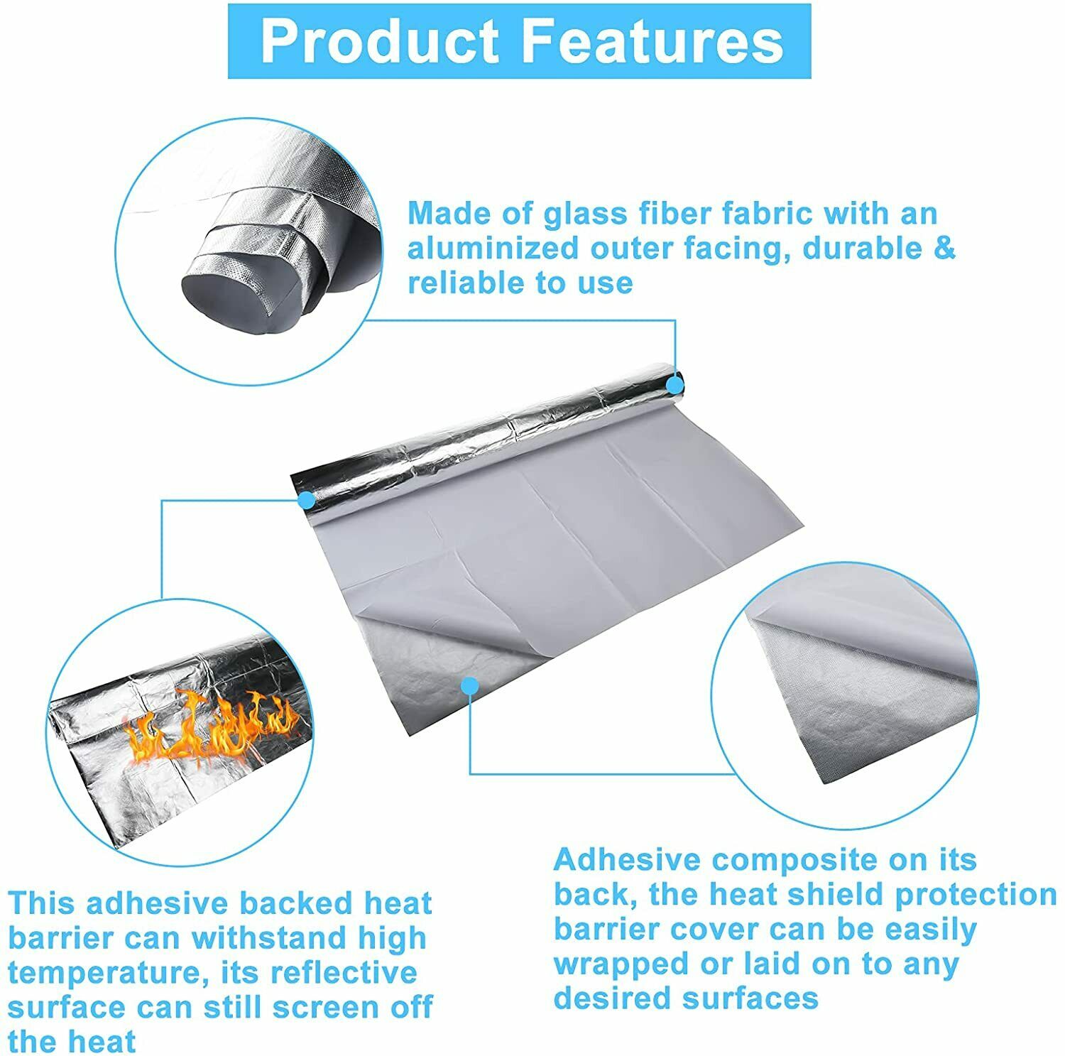 Aluminized Heat Shield Thermal Barrier Adhesive Backed Fiberglass Sheet 36x48in - Fresh Stock Dated October 2025