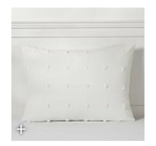 New-Pottery Barn Teen Dot Crinkle Tufted Sham Standard  White  NEW - Fresh Stock Dated October 2025