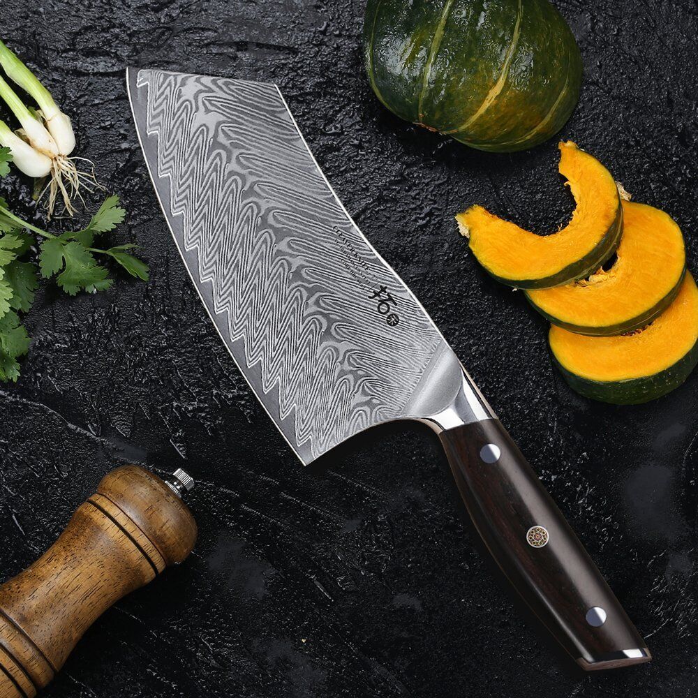 TURWHO 7inch Cleaver Knife 67-Layer Japanese VG10 Damascus Steel Chef Knives - Fresh Stock Dated October 2025