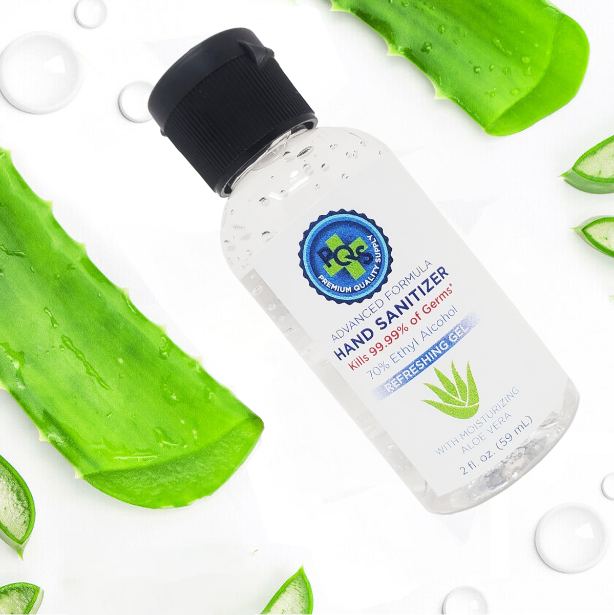 PQS Hand Sanitizer Gel 2 OZ - 70% Alcohol w/ Aloe & Mild Lemon Scent (2 Pack) - Fresh Stock Dated October 2025