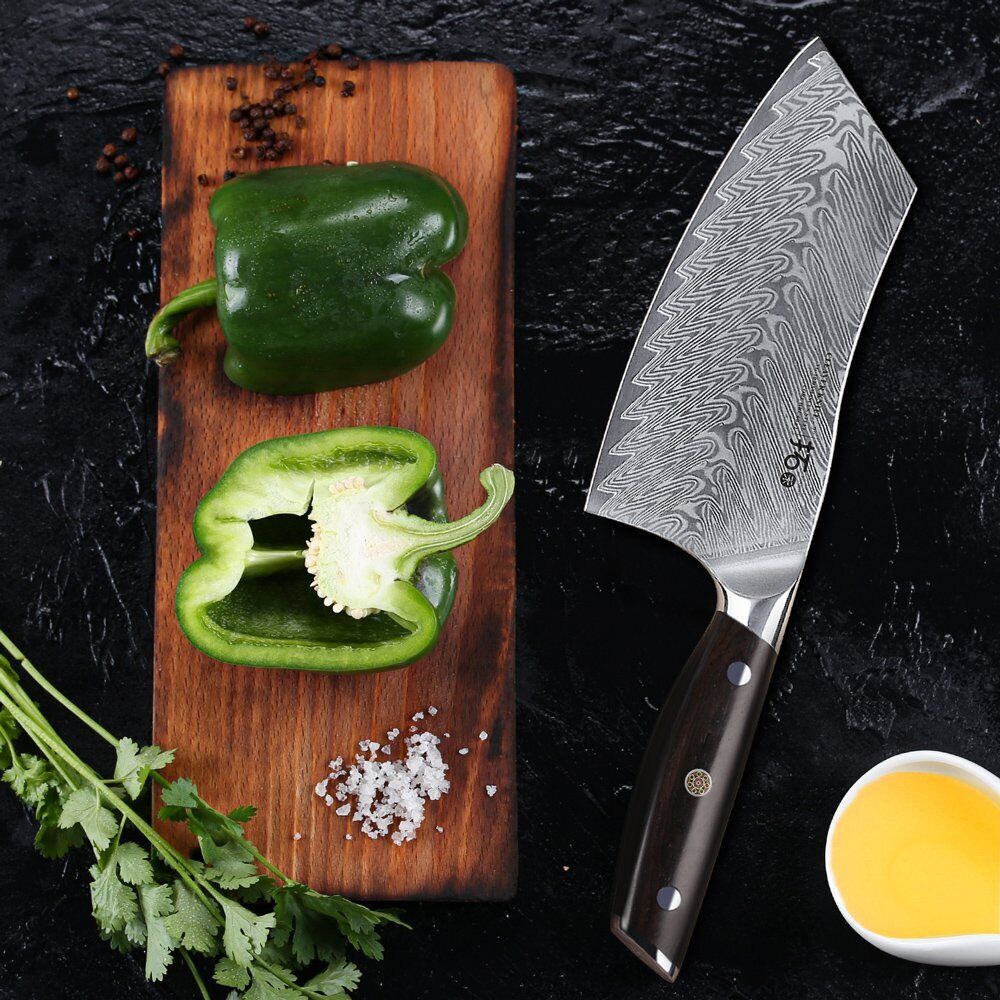 TURWHO 7inch Cleaver Knife 67-Layer Japanese VG10 Damascus Steel Chef Knives - Fresh Stock Dated October 2025