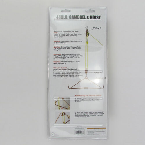 Tourbon 440lb Pulley Rope Gambrel Hoist System Game Gutting Hog Elk Deer Hanger - Fresh Stock Dated October 2025