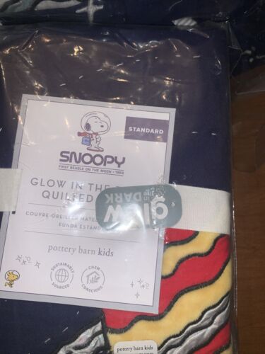Pottery Barn Kids F/Q Quilt Snoopy Glow In The Dark W/2 Euro & 2 Std Shams - Fresh Stock Dated October 2025