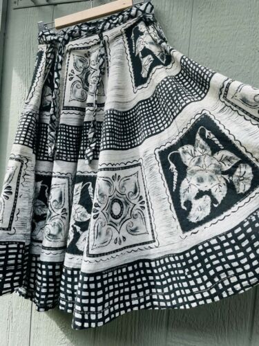 Vintage 1950s 50s Hand Painted Mexican Circle Skirt W30 - Fresh Stock Dated October 2025