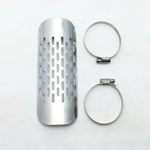 Motorcycle Chrome Exhaust Muffler Pipe Heat Shield Cover Heel Guard Universal #K - Fresh Stock Dated October 2025