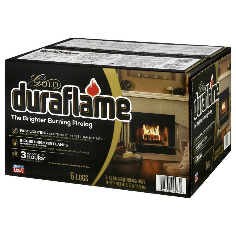 Duraflame Fire Logs 6 Pack - 4.5lb Bright Burning 3 Hour Burn Time Fast Lighting - Fresh Stock Dated October 2025