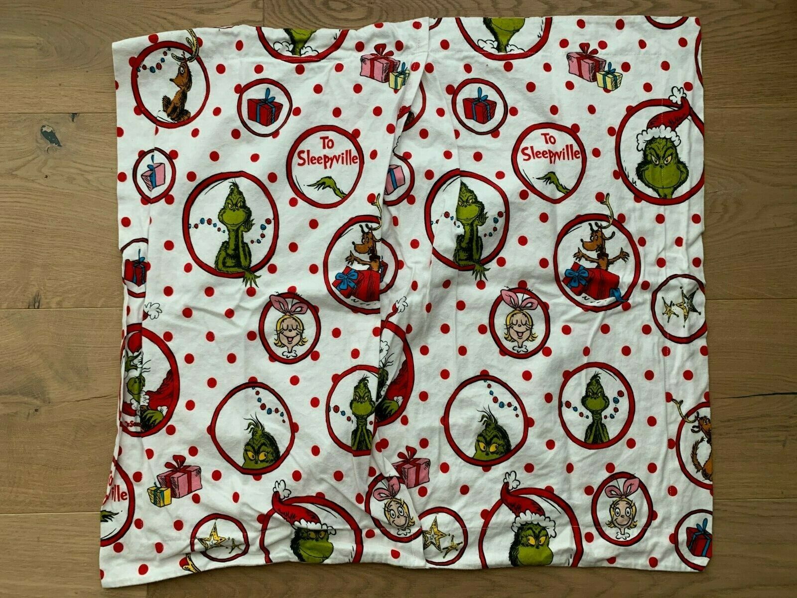 GUC Pottery Barn Teen The Grinch Circle Dot Sleepyville Flannel White Euro Sham - Fresh Stock Dated October 2025