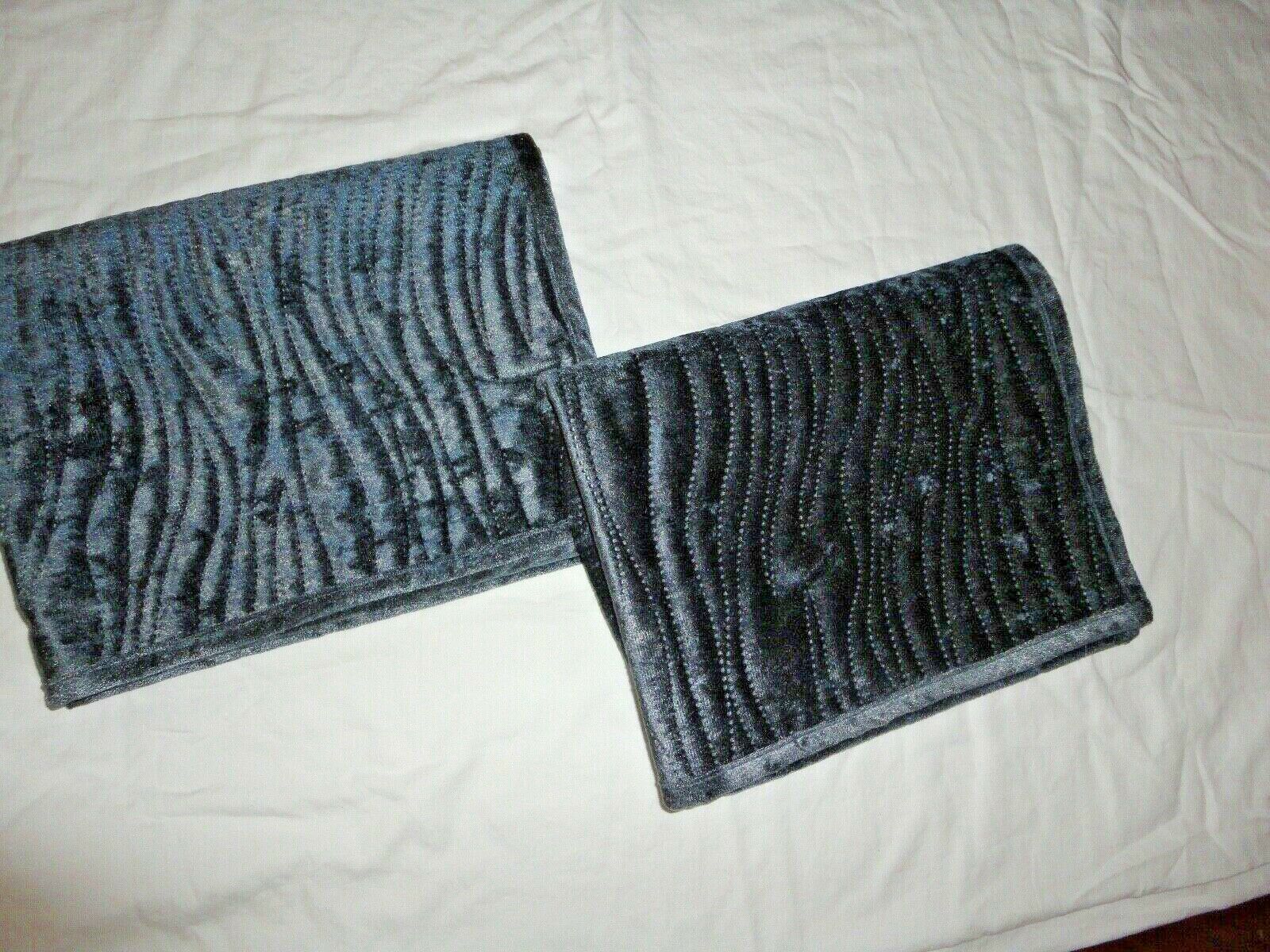 WALMART MAINSTAYS SMOKE BLUE FAUX VELVET (2) STANDARD PILLOW SHAMS 20 X 26 - Fresh Stock Dated October 2025