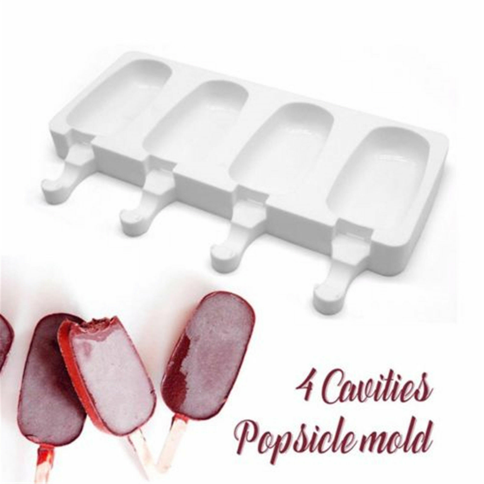 4 Cell Silicone Popsicle Mold 4 Cavity Frozen Ice Cream Mould Pop Lollipop Tray - Fresh Stock Dated October 2025