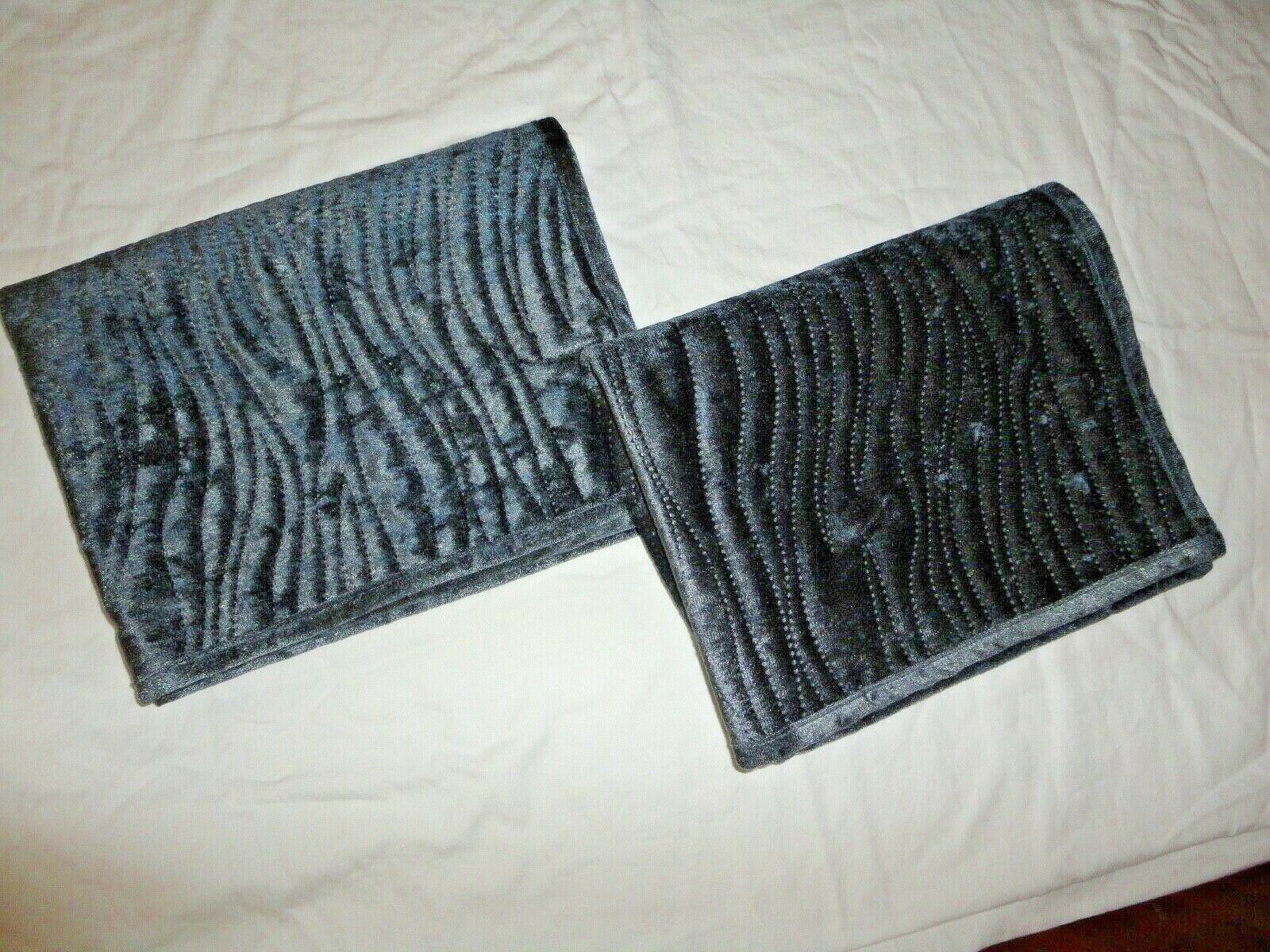 WALMART MAINSTAYS SMOKE BLUE FAUX VELVET (2) STANDARD PILLOW SHAMS 20 X 26 - Fresh Stock Dated October 2025