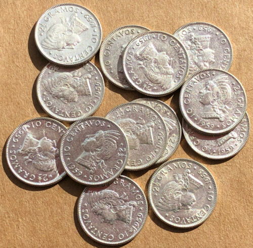 1959 Dominican Republic Silver 10 Centavos Uncirculated. Nice Coins - Fresh Stock Dated October 2025