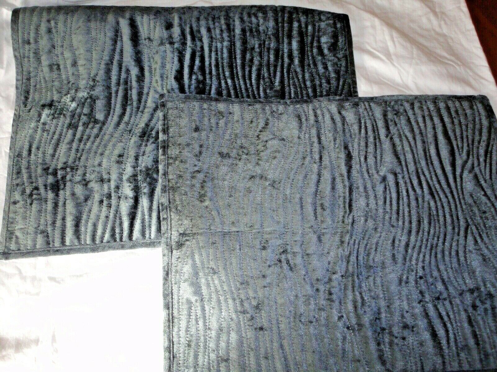 WALMART MAINSTAYS SMOKE BLUE FAUX VELVET (2) STANDARD PILLOW SHAMS 20 X 26 - Fresh Stock Dated October 2025