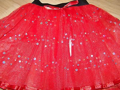 Child Size 4-6 Homemade Red Silver Sequins Tulle Tutu Skirt Dance Costume New - Fresh Stock Dated October 2025