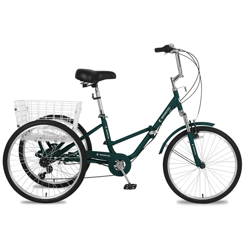 Foldable Adult Tricycle 26inch Folding Trike 7-Speed 3 Wheel Bike Dark Green New - Fresh Stock Dated October 2025