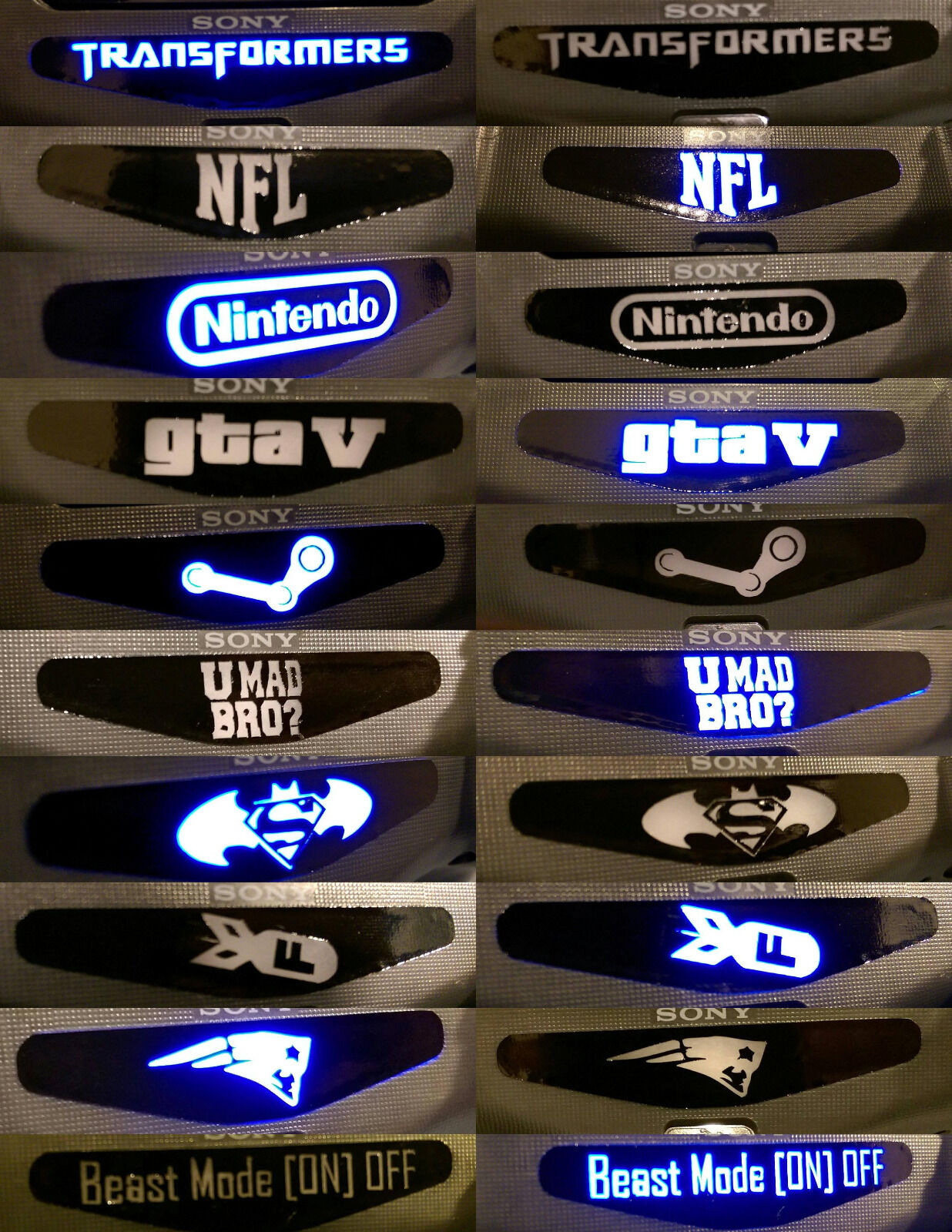 2x PS4 PlayStation Controller LED Light Bar Decal Sticker 80+DESIGNS YOUR CHOICE - Fresh Stock Dated October 2025