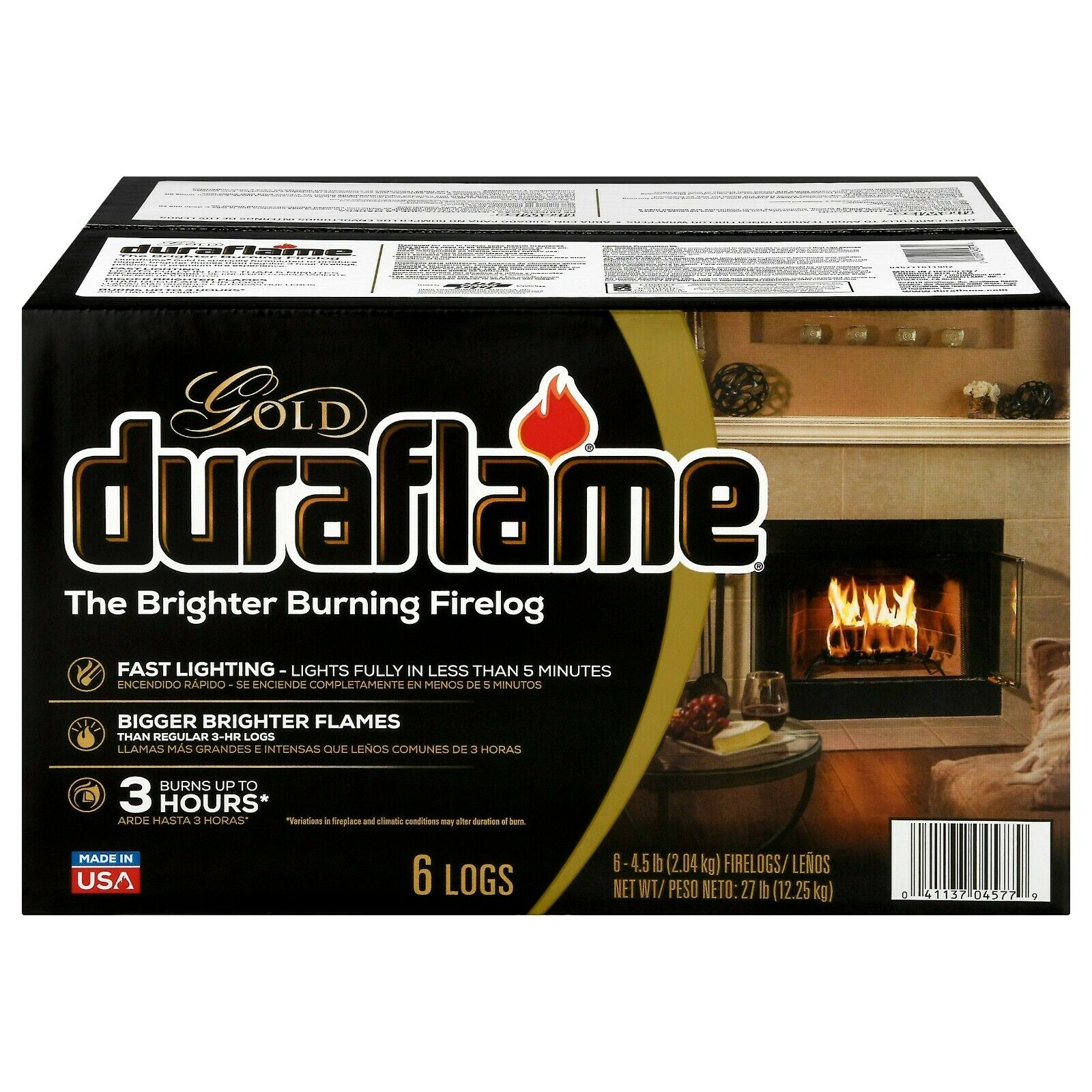 Duraflame Gold Ultra Premium 4.5lb Firelogs 6-Pack Case 3Hour Burn free shipping - Fresh Stock Dated October 2025