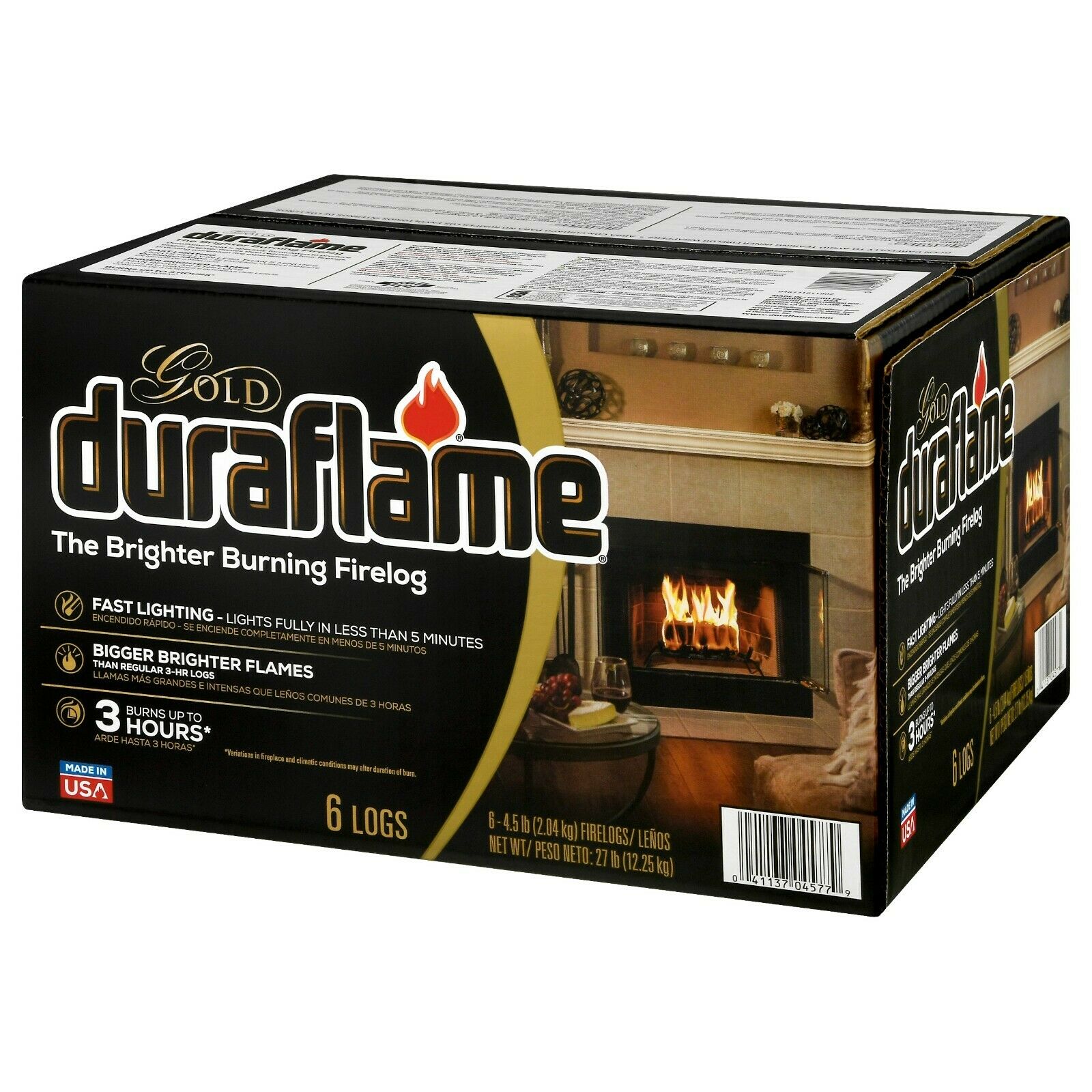 Duraflame Gold Ultra Premium 4.5lb Firelogs 6-Pack Case 3Hour Burn free shipping - Fresh Stock Dated October 2025