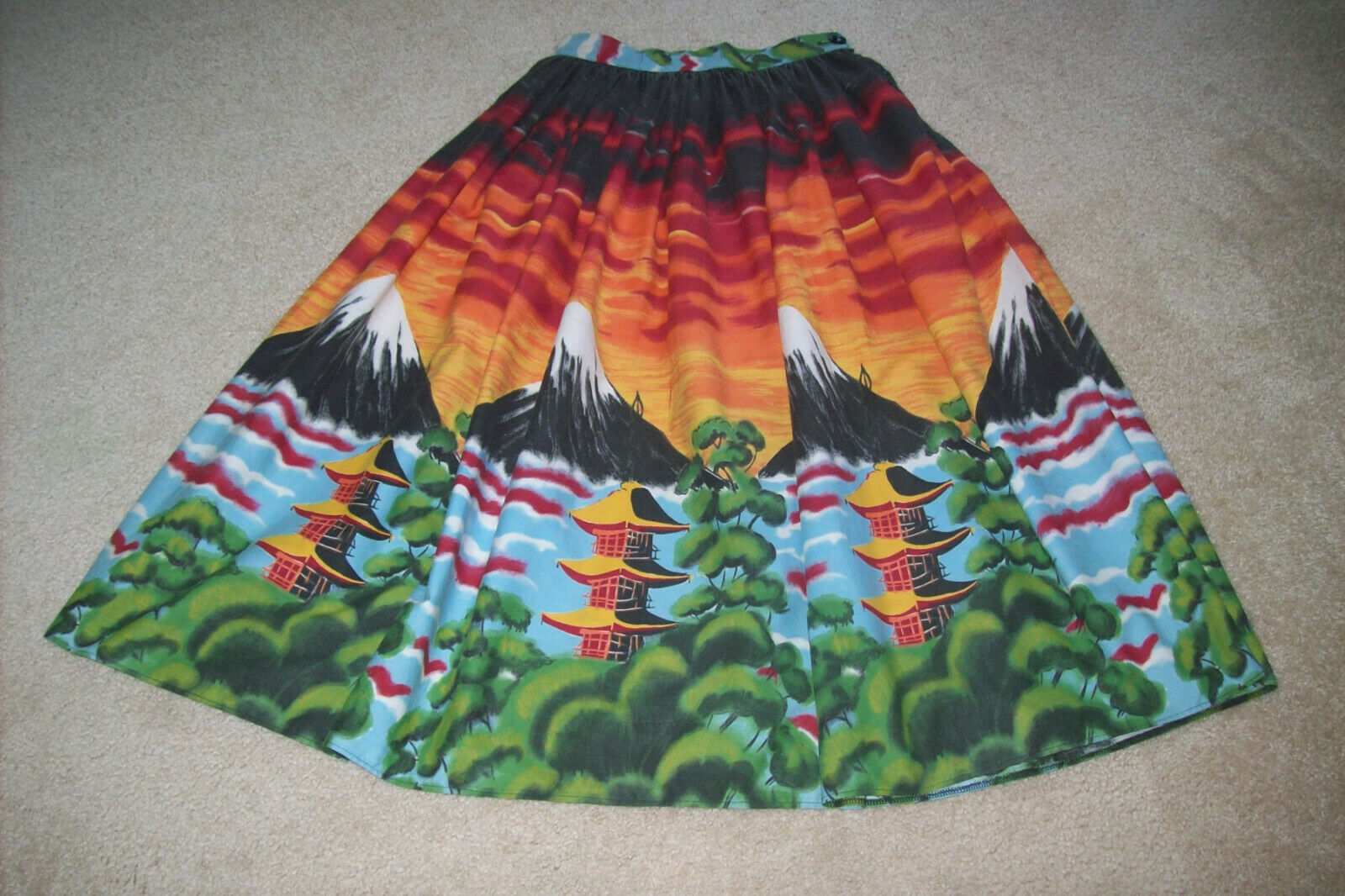 Vintage Novelty Print Skirt - Mt. Fugi - LOOK! - Fresh Stock Dated October 2025