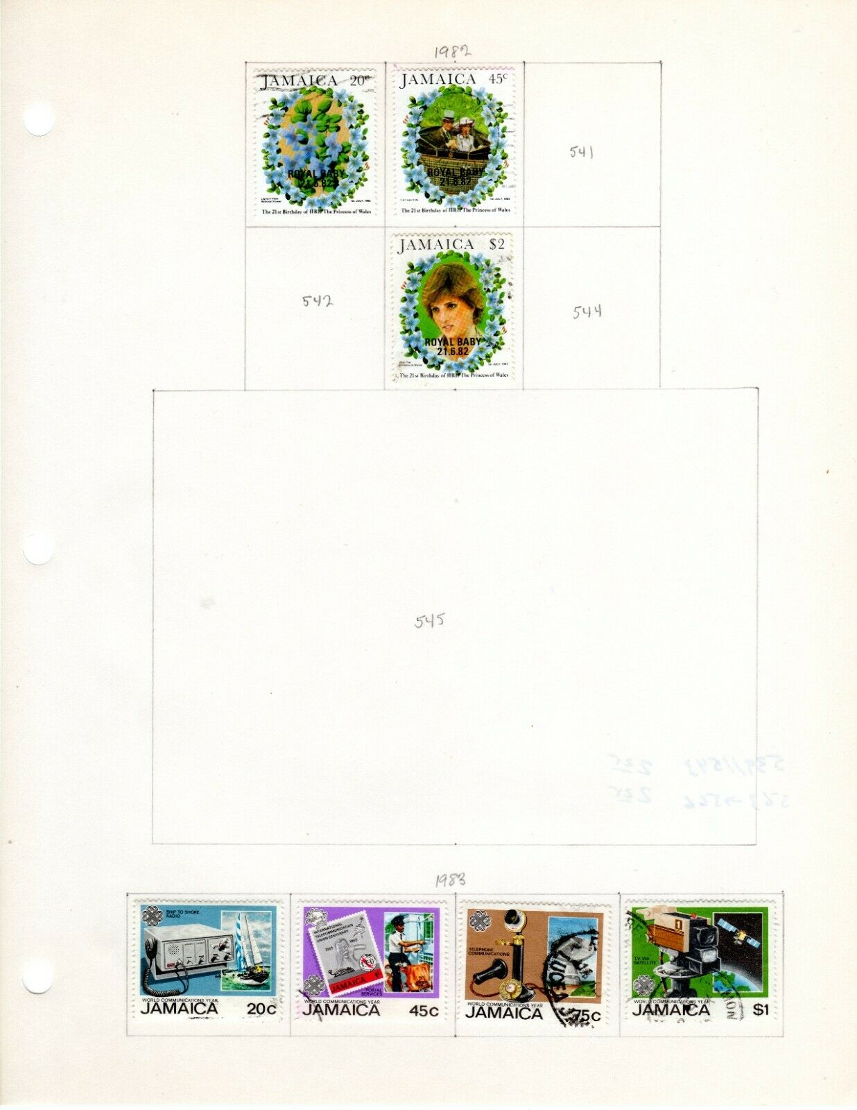 Jamaica Scott 539//590 Used on 3 Album Pages Issued 1982-1984 - Fresh Stock Dated October 2025