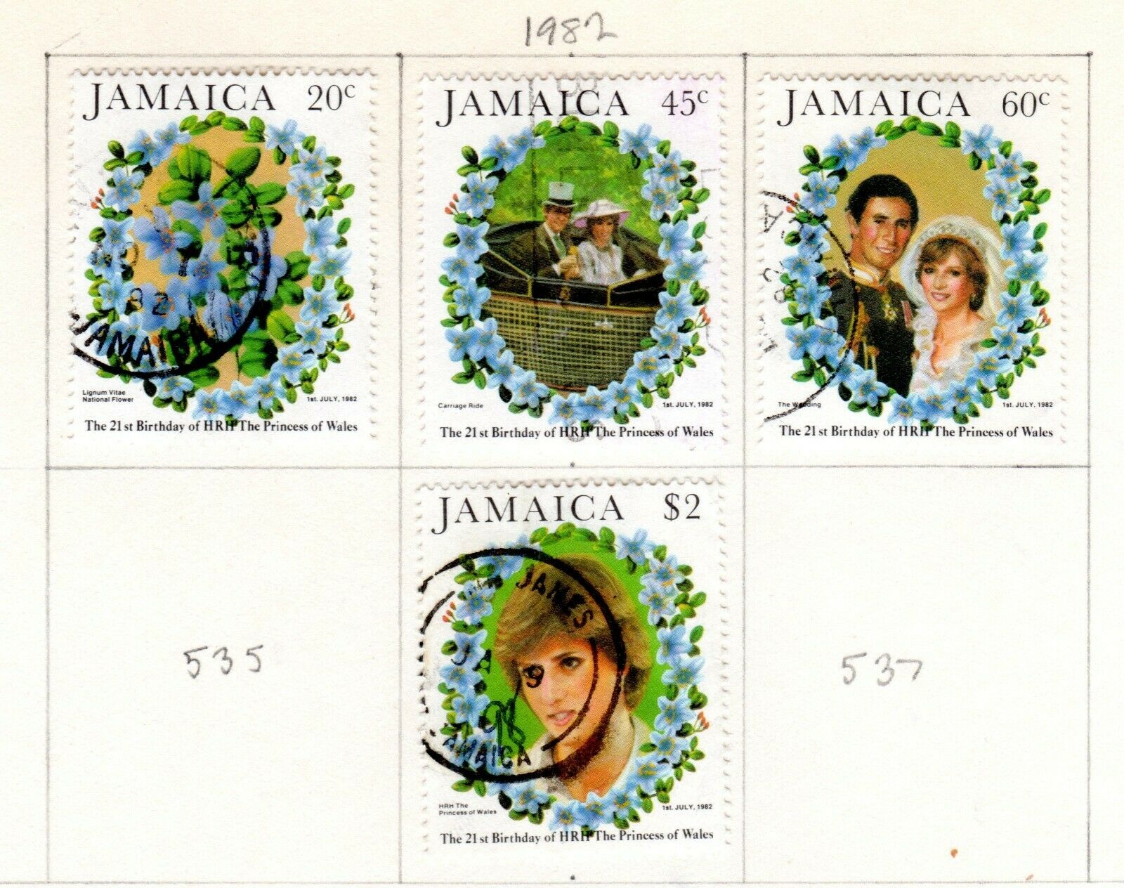 Jamaica Scott 539//590 Used on 3 Album Pages Issued 1982-1984 - Fresh Stock Dated October 2025
