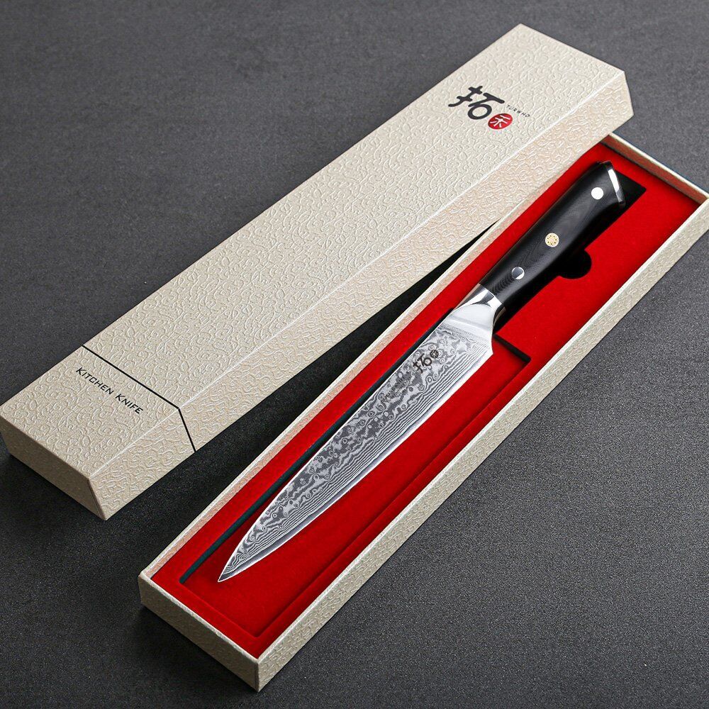 TURWHO 8'' Slicing Knife 67-Layer Japanese VG10 Damascus Steel Chef Slicer Knife - Fresh Stock Dated October 2025