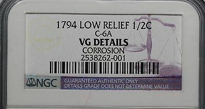1794 C-6a NGC VG Details Liberty Cap Half Cent Coin 1/2c - Fresh Stock Dated October 2025