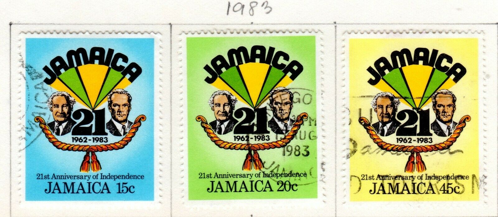 Jamaica Scott 539//590 Used on 3 Album Pages Issued 1982-1984 - Fresh Stock Dated October 2025