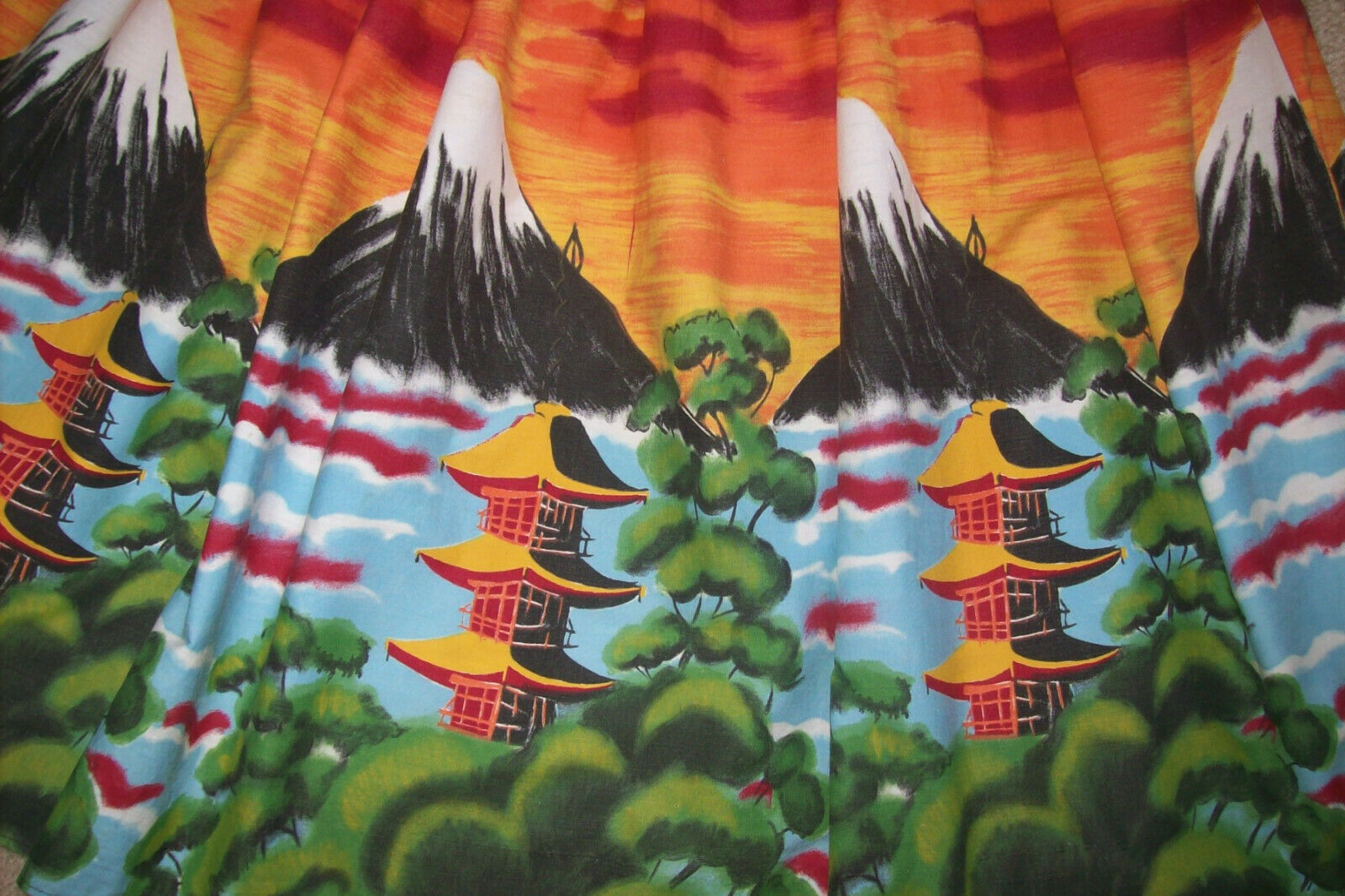 Vintage Novelty Print Skirt - Mt. Fugi - LOOK! - Fresh Stock Dated October 2025