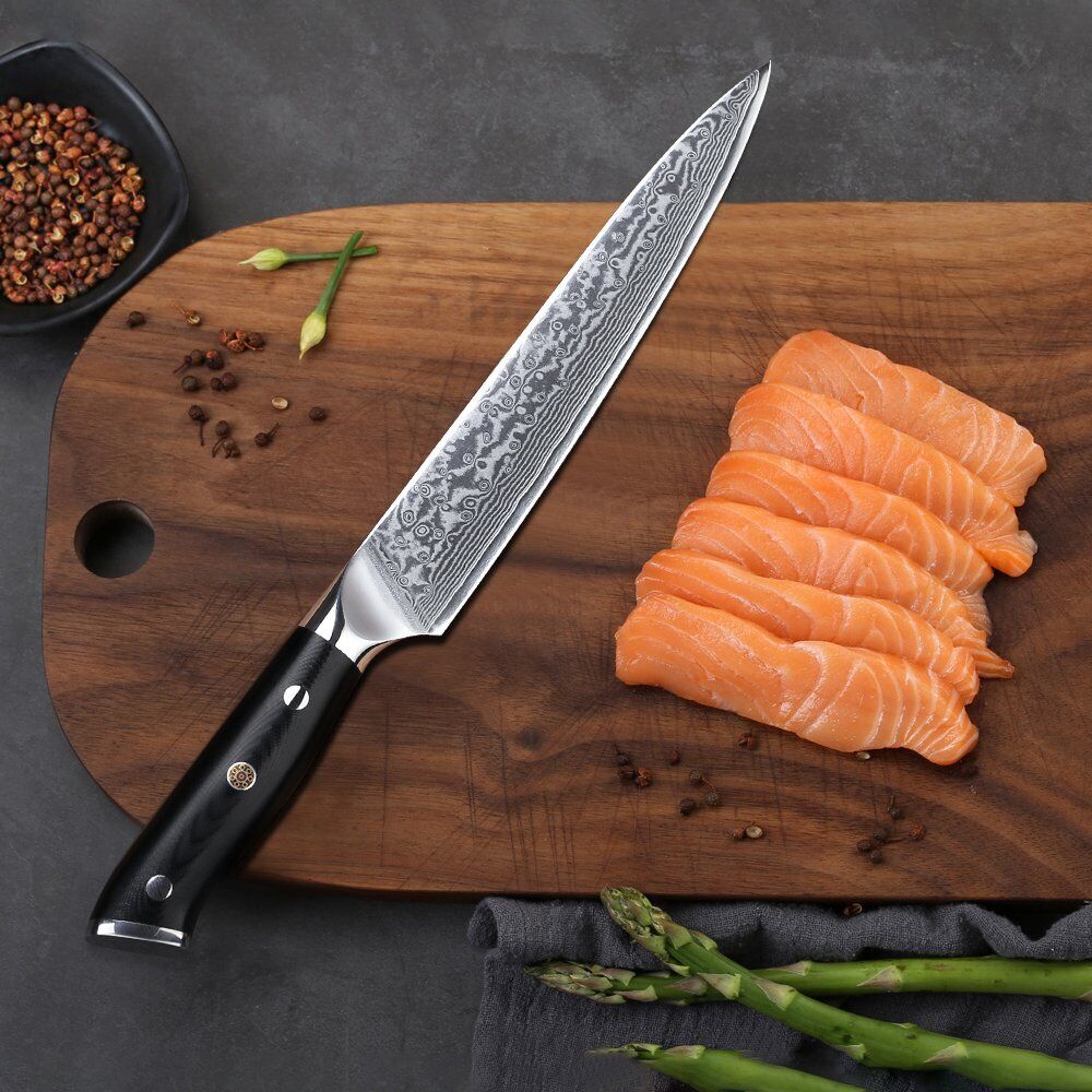 TURWHO 8'' Slicing Knife 67-Layer Japanese VG10 Damascus Steel Chef Slicer Knife - Fresh Stock Dated October 2025