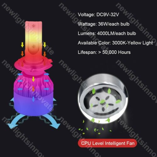 2x 4000LM 3000K H7 LED Bulb Headlight For Honda Goldwing GL1800 ABS Goldwing F6B - Fresh Stock Dated October 2025