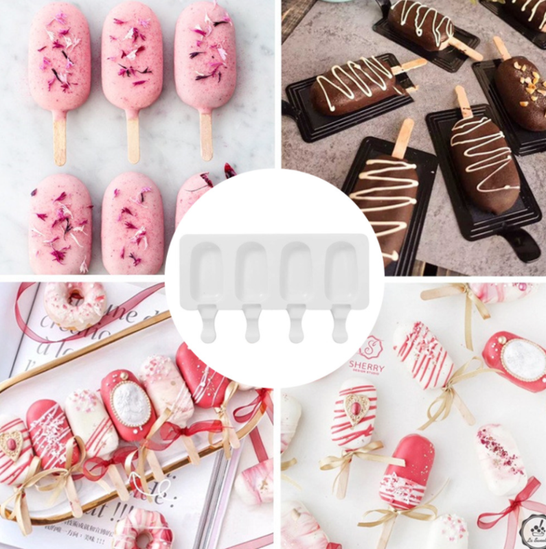 4Pack Cell Popsicle Molds Silicone DIY Frozen Ice Cream Mold Ice Lolly Pop Maker - Fresh Stock Dated October 2025