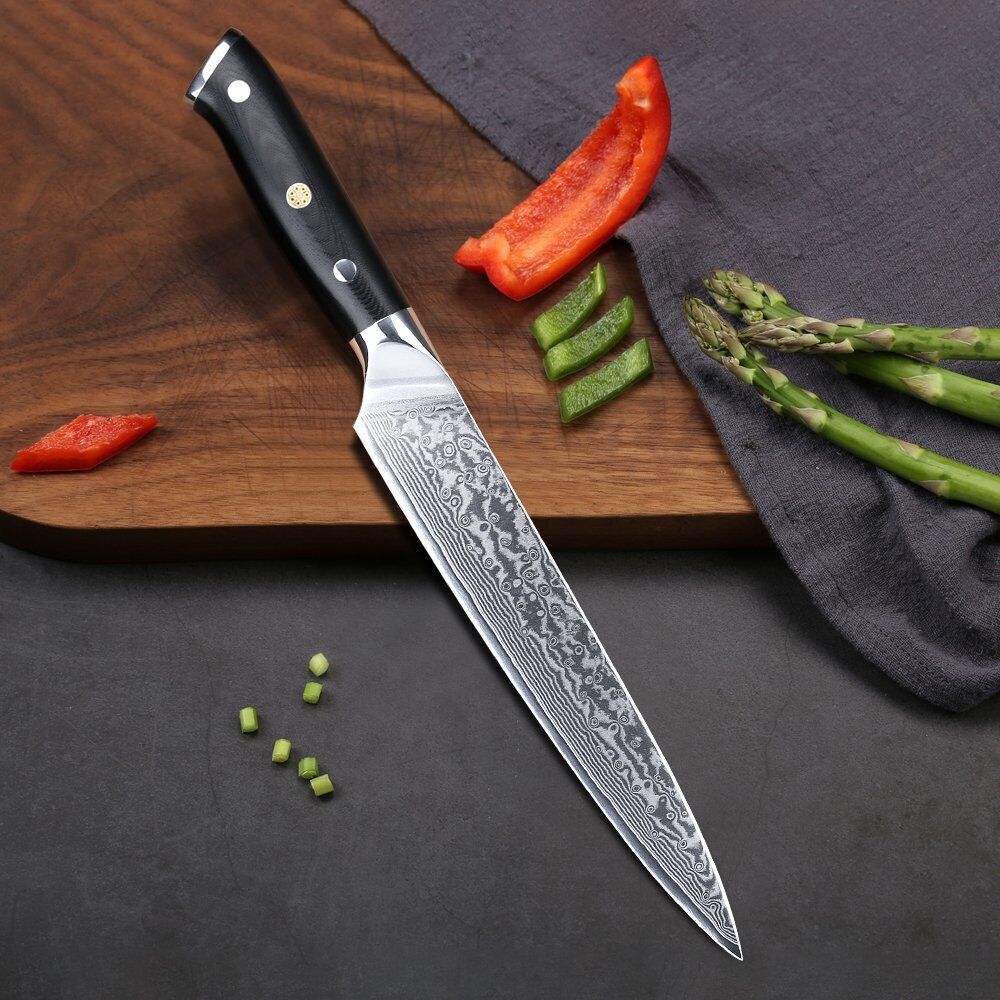 TURWHO 8'' Slicing Knife 67-Layer Japanese VG10 Damascus Steel Chef Slicer Knife - Fresh Stock Dated October 2025