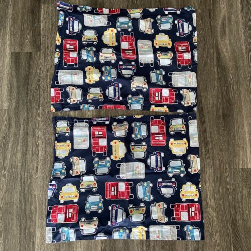 Pottery Barn Kids Car Voiture Shams Set of 2 Navy Blue Cars Transportation Buses - Fresh Stock Dated October 2025