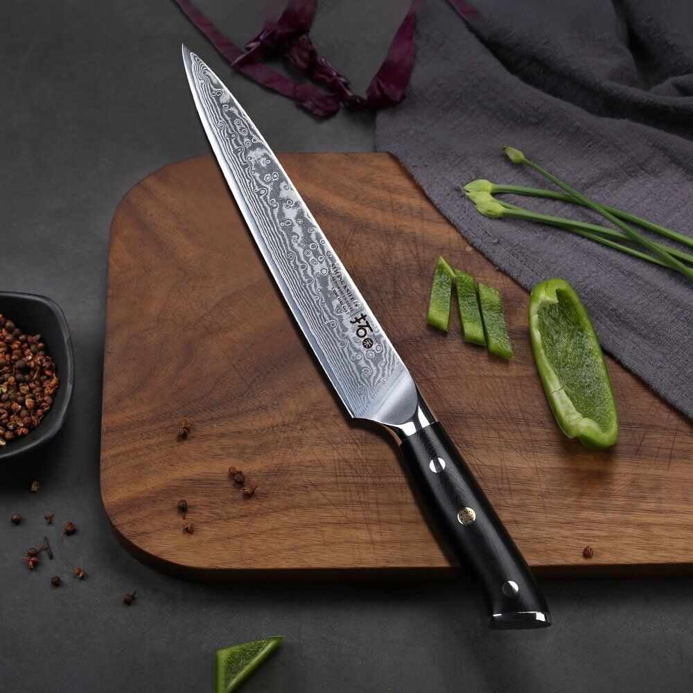TURWHO 8'' Slicing Knife 67-Layer Japanese VG10 Damascus Steel Chef Slicer Knife - Fresh Stock Dated October 2025
