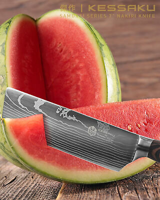 Kessaku 7-Inch Nakiri Vegetable Cleaver Knife - Samurai Series - 7Cr17MoV Steel - Fresh Stock Dated October 2025