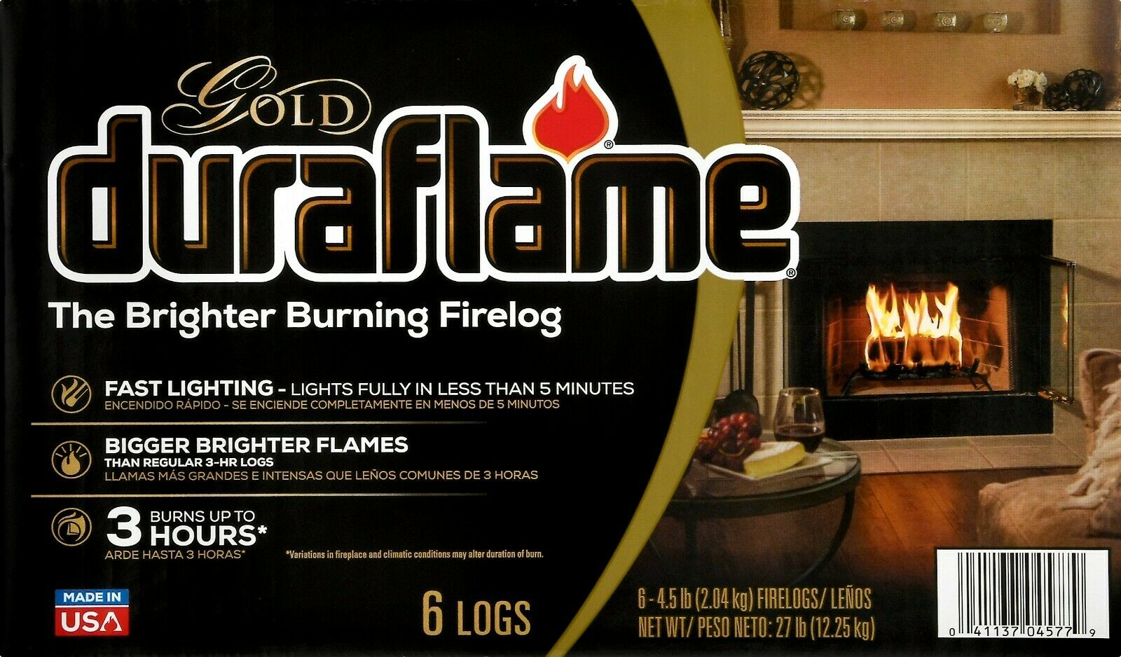 Duraflame Gold Ultra Premium 4.5lb Firelogs 6-Pack Case 3Hour Burn free shipping - Fresh Stock Dated October 2025