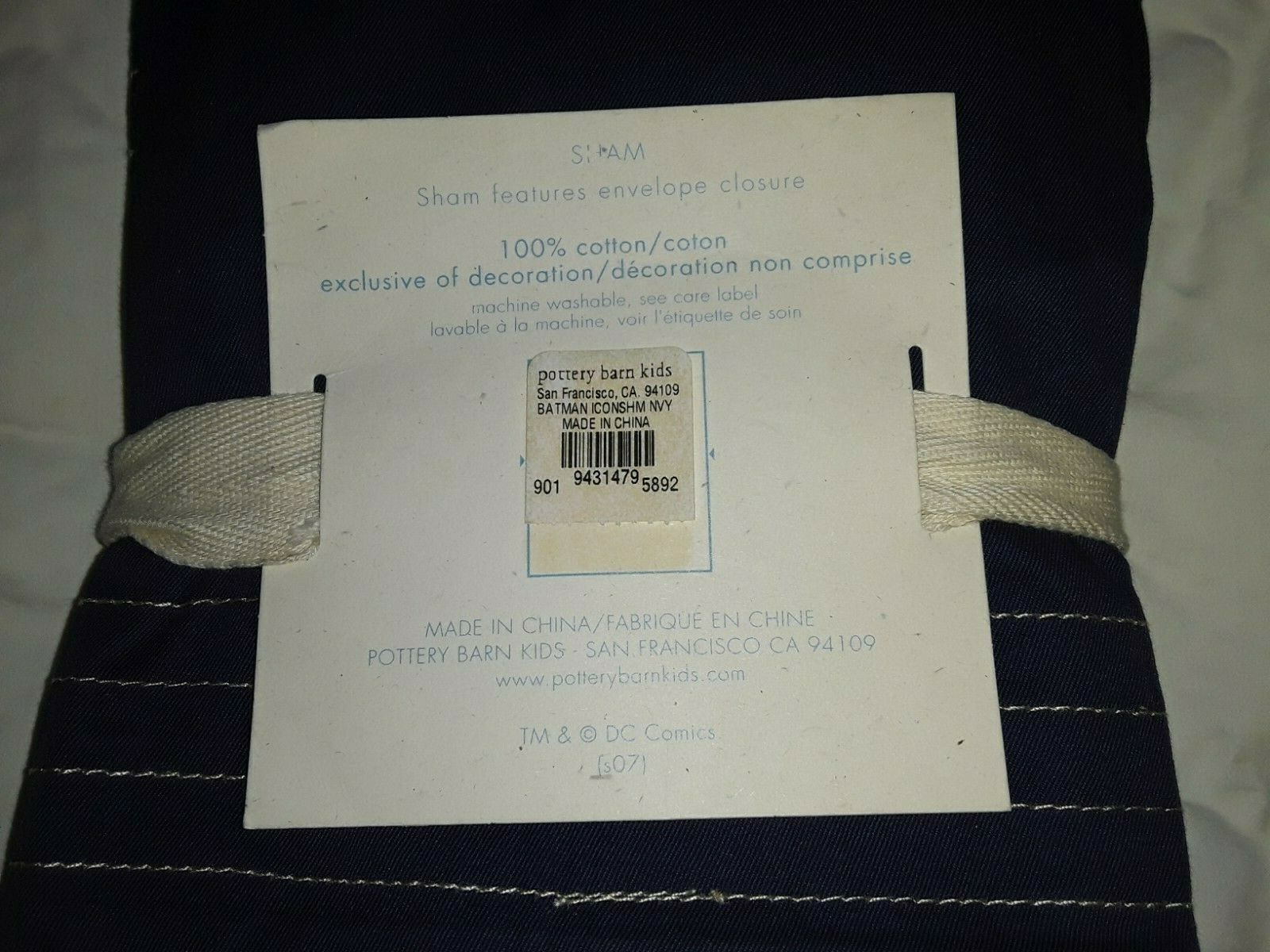 pottery barn kids batman applique sham navy and yellow nwt - Fresh Stock Dated October 2025