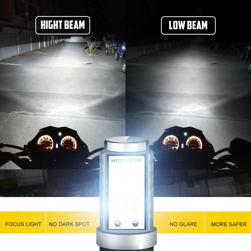 H4 9003 LED Motorcycle Headlight Bulb High Low Dual Beam 6500K White High Power - Fresh Stock Dated October 2025