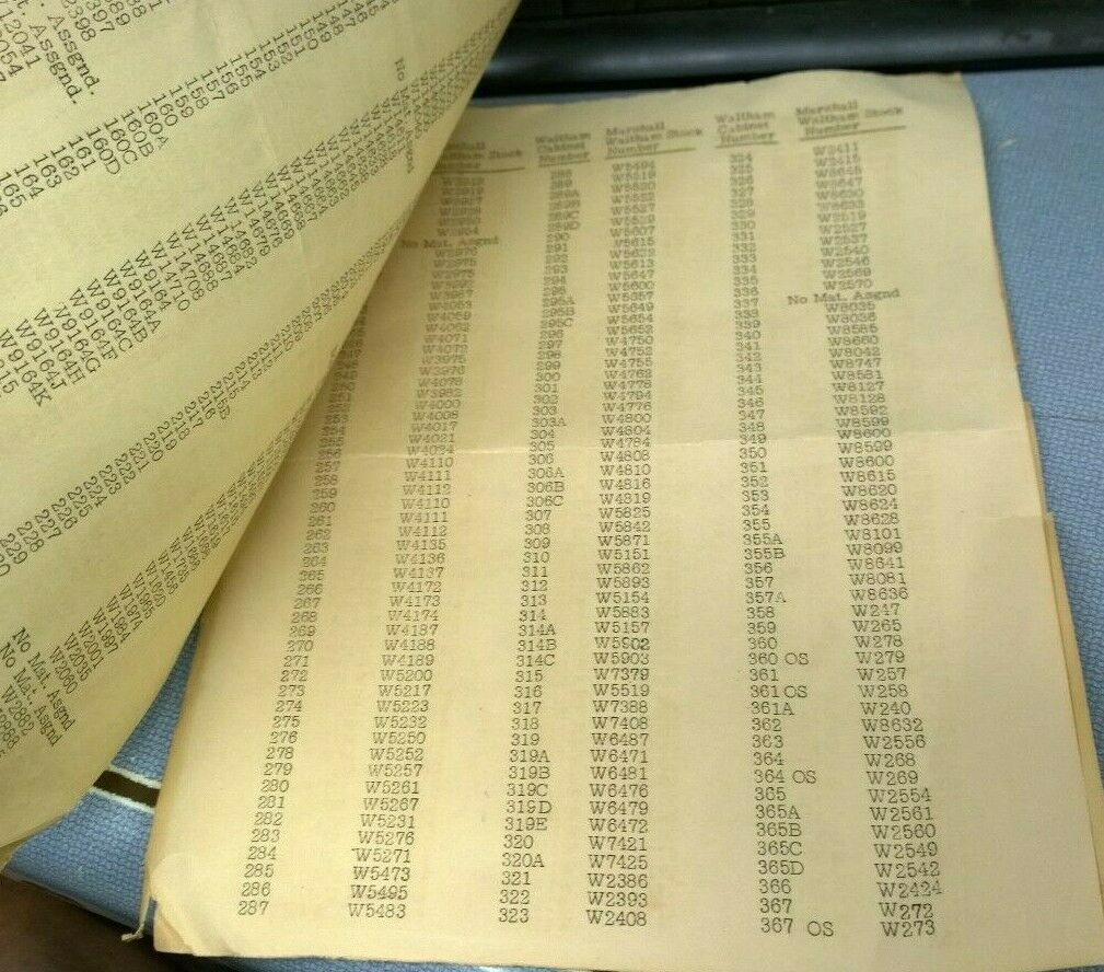 C & E Marshall Waltham Watch Parts Chart - Watchmaker Bench Repair Tool - Fresh Stock Dated October 2025